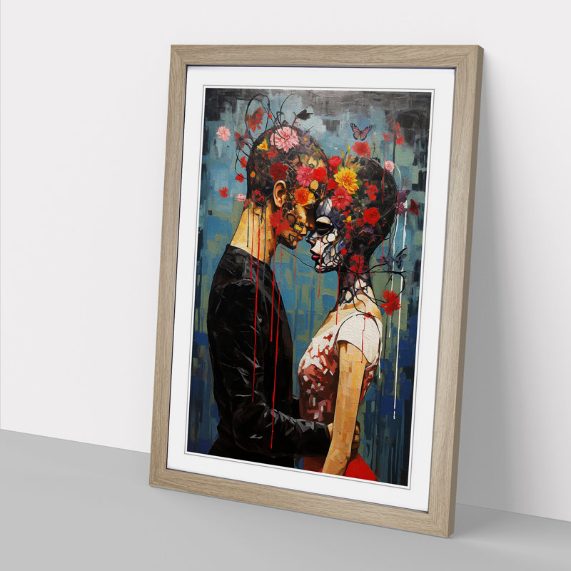 Lovers Contemporary - Framed Print, Oak, 64cm H x 46cm W x 2cm D