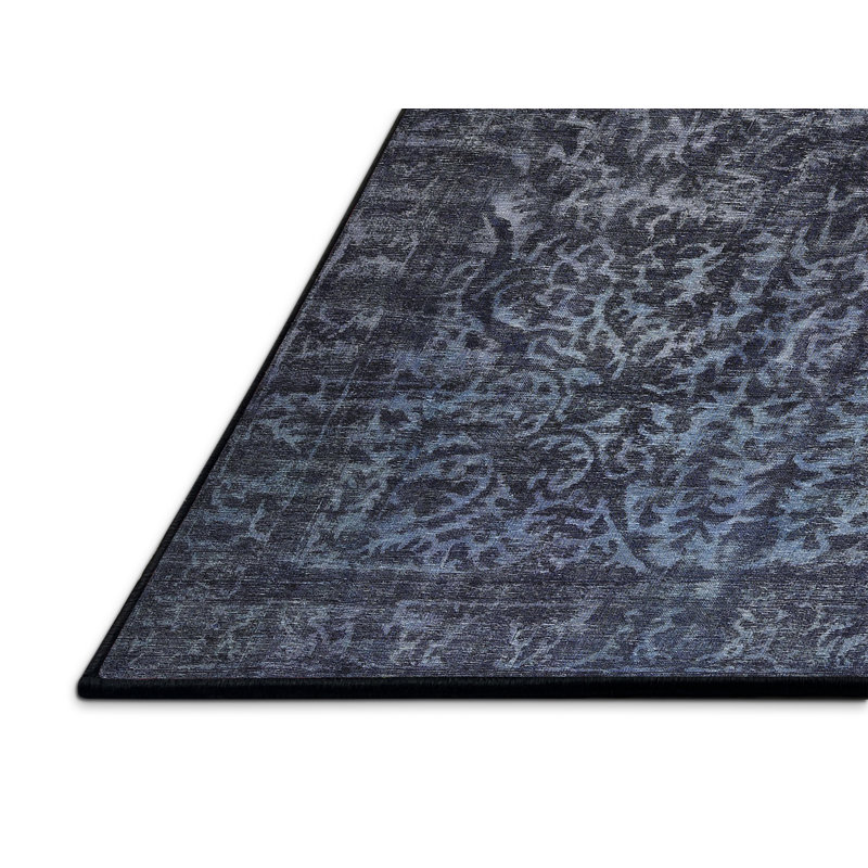 Tapis de zone bleu ardoise contemporaine, Rectangle 8 pi x 12 pi
