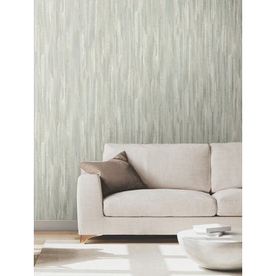 Tribeca Aqua Texture Stripe Wallpaper