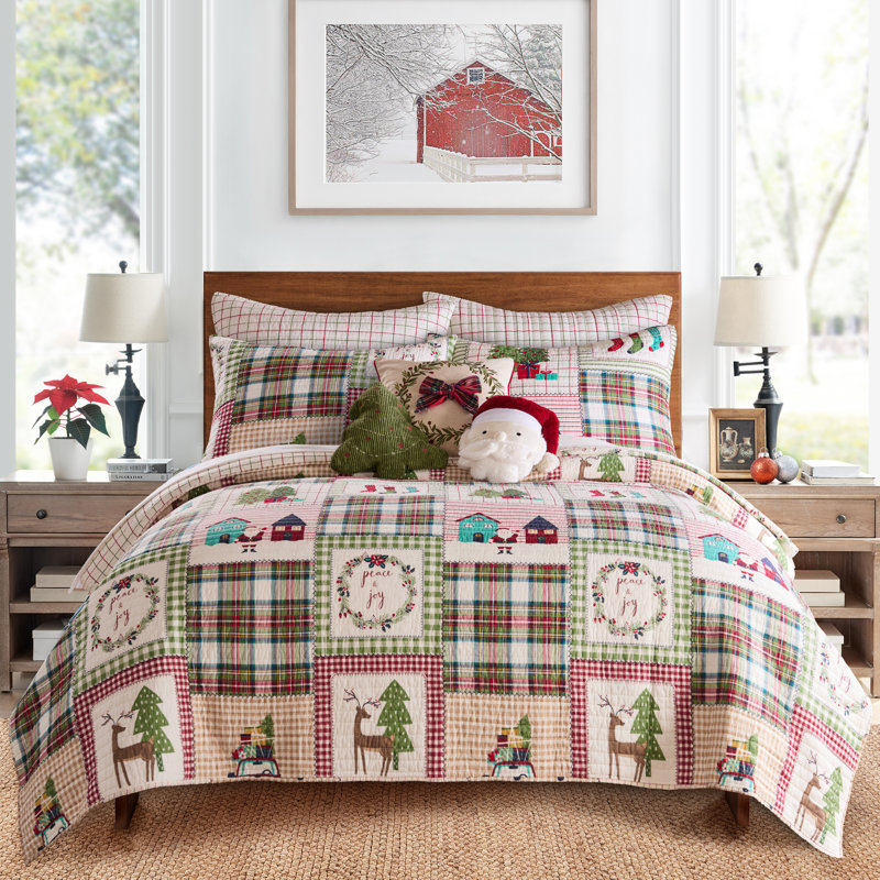 Home For Christmas Sage Cotton Quilt, Full Quilt