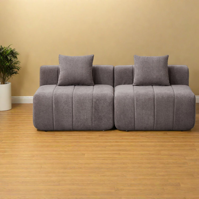 Canapé modulaire moderne 2 places en chenille gris