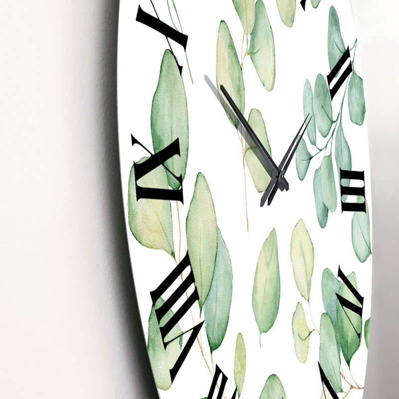 Illustration de feuilles d'eucalyptus isolé sur blanc I - Horloge murale traditionnelle, Moyen