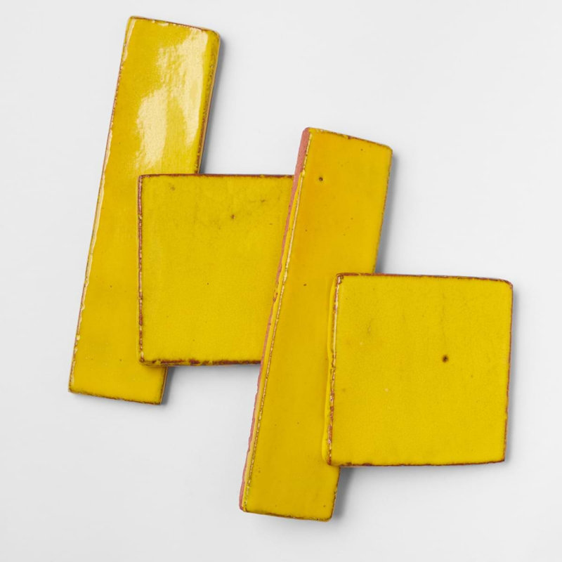 Emery Blue 4X4 Square Handmade Crackled Glossy Terracotta Tile - Final Sale, Yellow