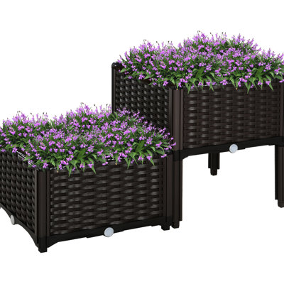 Raised Garden Bed With Legs, Self-Watering And . Gray, For Gardens. Polypropylene, Control Water Intake 2 Piece -Optimized Self-Watering. Flower, Herb, Vegetable Planting. Enhance Management