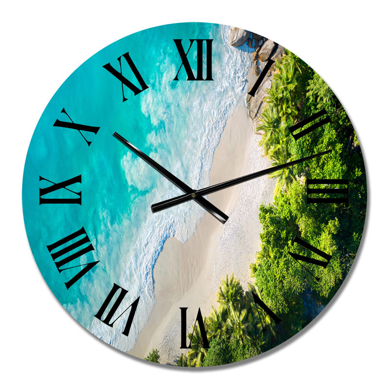 Vue aérienne de la plage tropicale turquoise IV - Horloge murale nautique et côtière, Petit