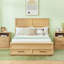 Lit avec tête de lit géométrique 3D et banc de rangement - rangement à 4 tiroirs, mobilier de chambre moderne-1969000362-1969000405