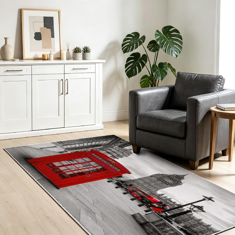 Tapis rouge d'intérieur rouge London, Rectangle 39 po x 63 po