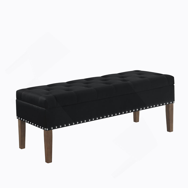 Banc capitonné avec rangement, Noir