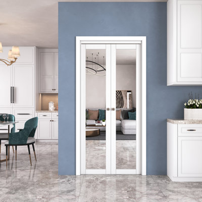 Portes françaises pivotantes en miroir 1-Lite ou portes pliantes avec trousse de quincaillerie