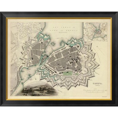 Geneva Switzerland 1841 Framed Graphic Art on Canvas