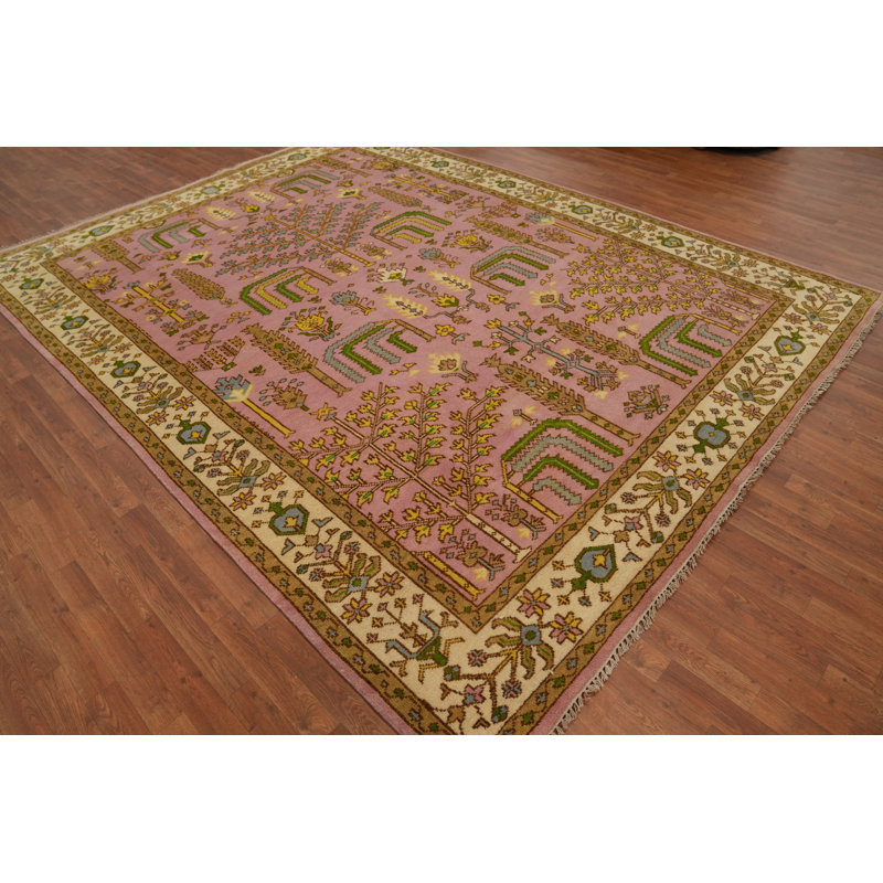 Tapis transitionnel rose fait à la main Oushak 9 x 12