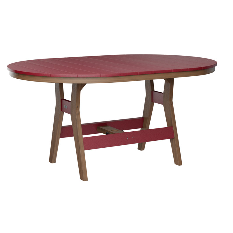 Table de bar berlinoise Berlin, Acajou antique, Rouge écarlate, 38.87" H x 64" W x 44" D