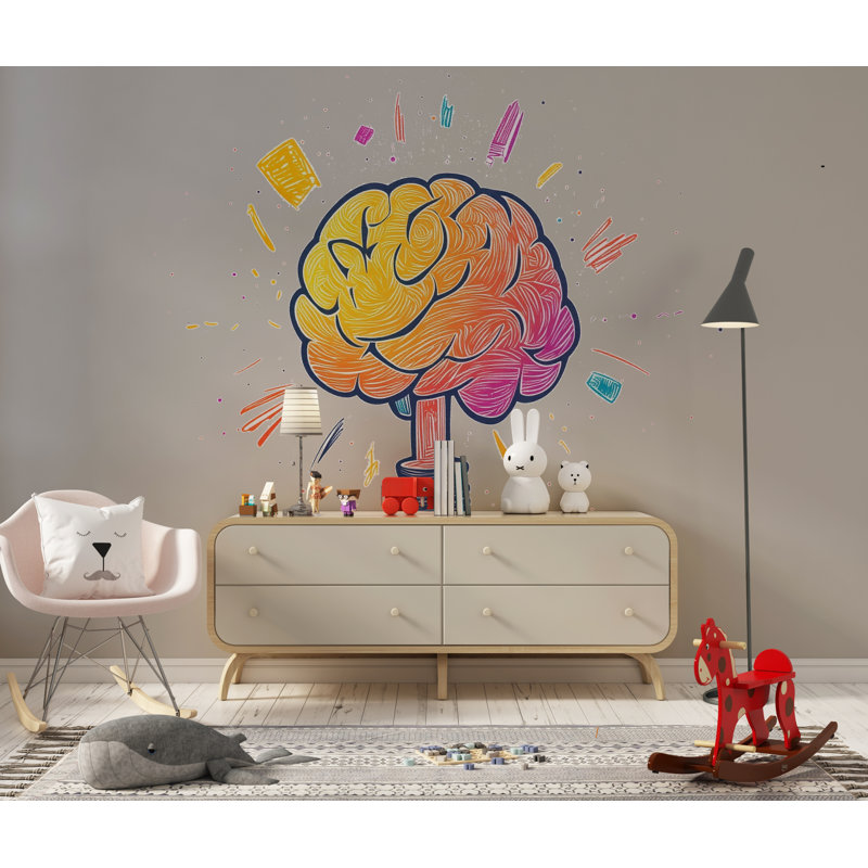 Décalcomanie murale d'ampoule colorée, autocollant Creative Mind, art mural pour chambre d'enfant, décoration de salle de classe, murale d'étude, 164Gm