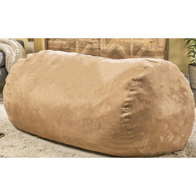 Fauteuil à billes traditionnel de 8 pieds - Housse amovible moderne et sécuritaire avec rembourrage en mousse à fermeture à glissière pour une détente en daim cylindrique