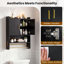 Armoire murale de salle de bain avec barres à serviettes, porte-papier hygiénique, tablette réglable noire