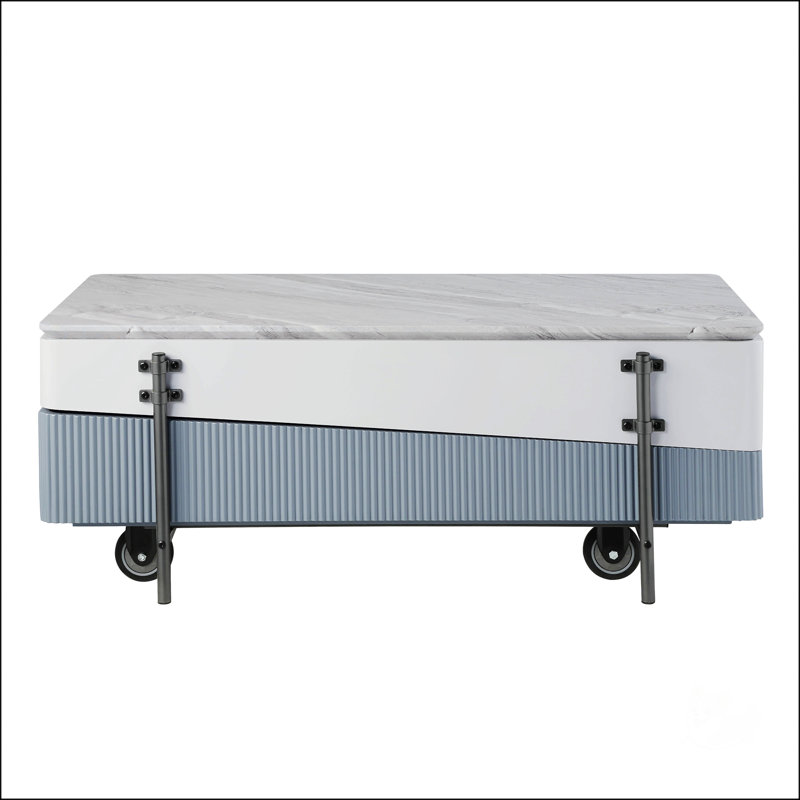 Table basse avec plateau relevable gris et blanc
