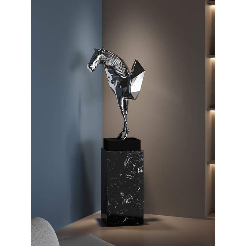 Objets décoratifs luxueux et haut de gamme en forme de tête de cheval, Argent argent