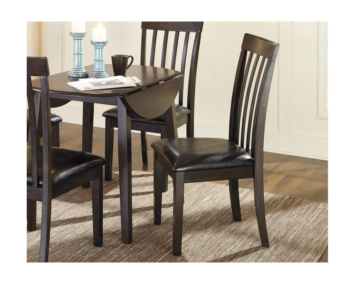 JETEHO Hammis Round Dining Room Drop Leaf Table, Dark Brown - Wayfair ...