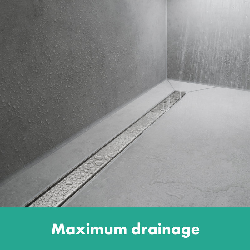 Hansgrohe RainDrain Match Trim Zero/ Tile 47 1/4" with Height Adjustable Frame, Brushed Stainless Steel