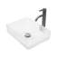 Vasque rectangulaire en verre trempé blanc, texture diamant, bonde clic-clac, bords arrondis, idéal pour les espaces de détente.