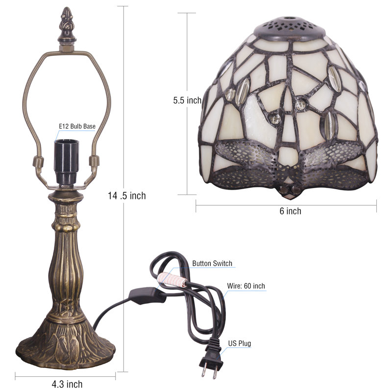 Petite lampe de table Tiffany Mini, Crème, crème