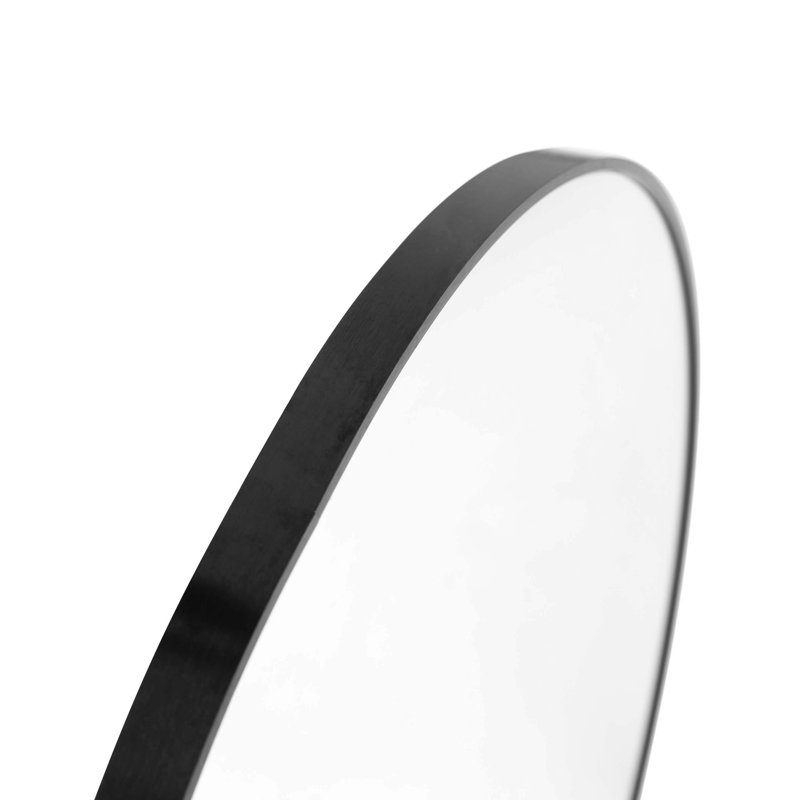 Adarius Accent Wall Mount Mirror with Aluminum Frame - Round Wall Mirror, Black, 24" x 24"