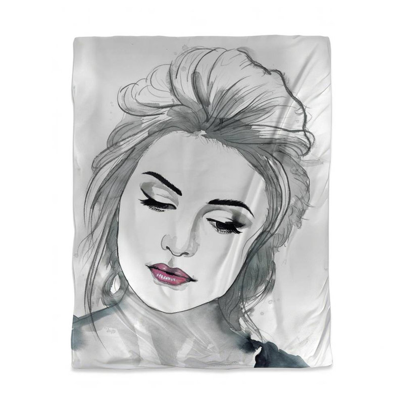Housse de couette simple Watercolor Woman | Décoration de chambre blanche