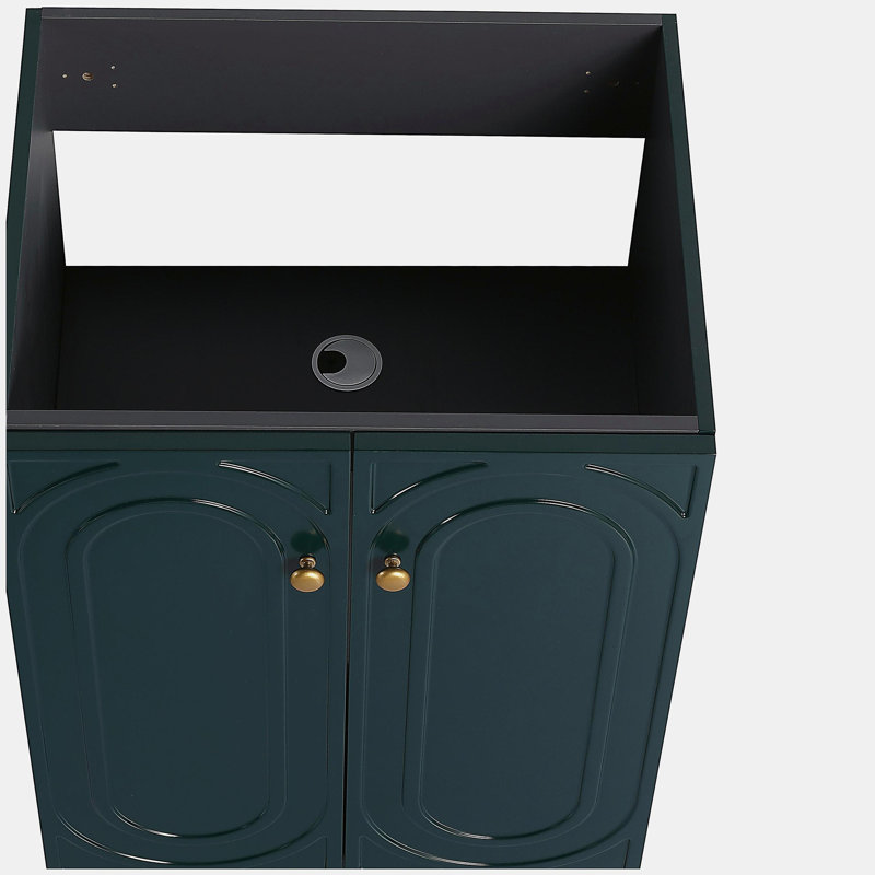 Meuble-lavabo autoportant de 24 po et 2 portes d'armoire à fermeture en douceur - sans le lavabo, Vert foncé