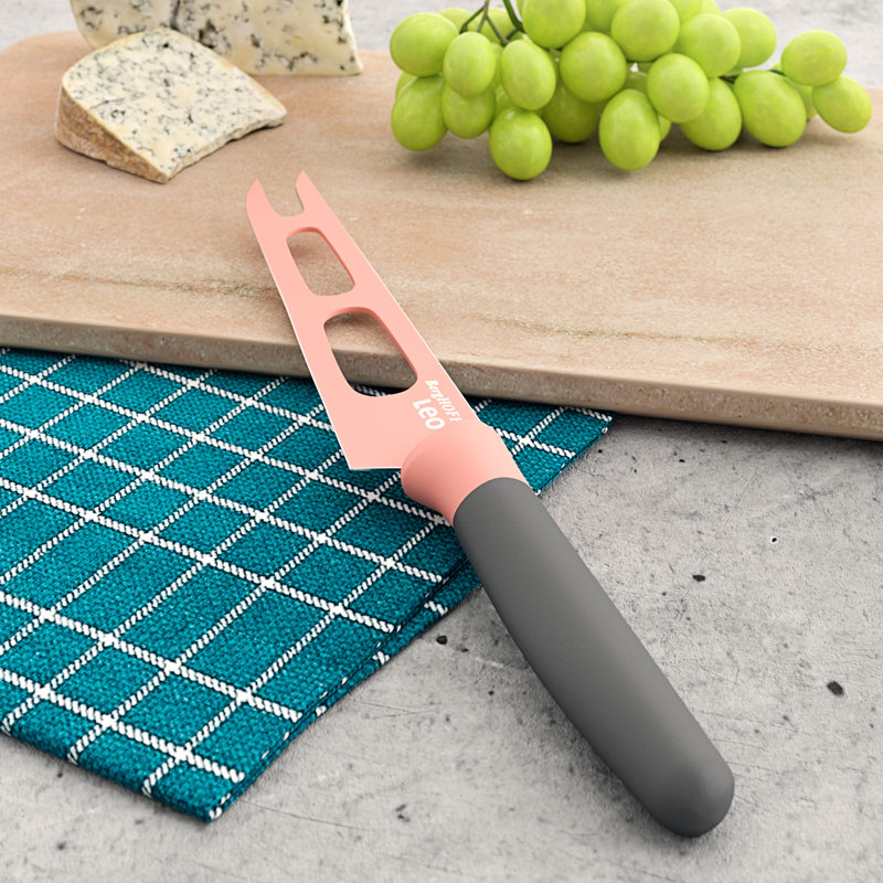 Leo 5" Stainless Steel Cheese Knife, Pink