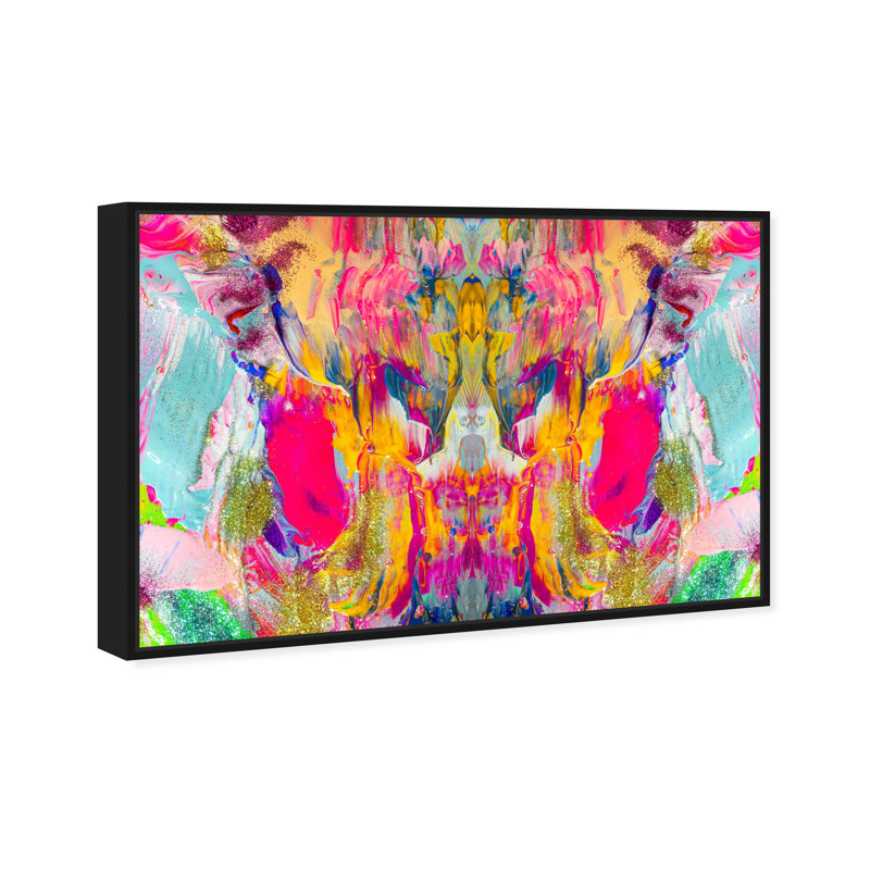 Symétrie - peinture sur toile à cadre flottant, H 24 po x l 36 po, Cadre flottant noir