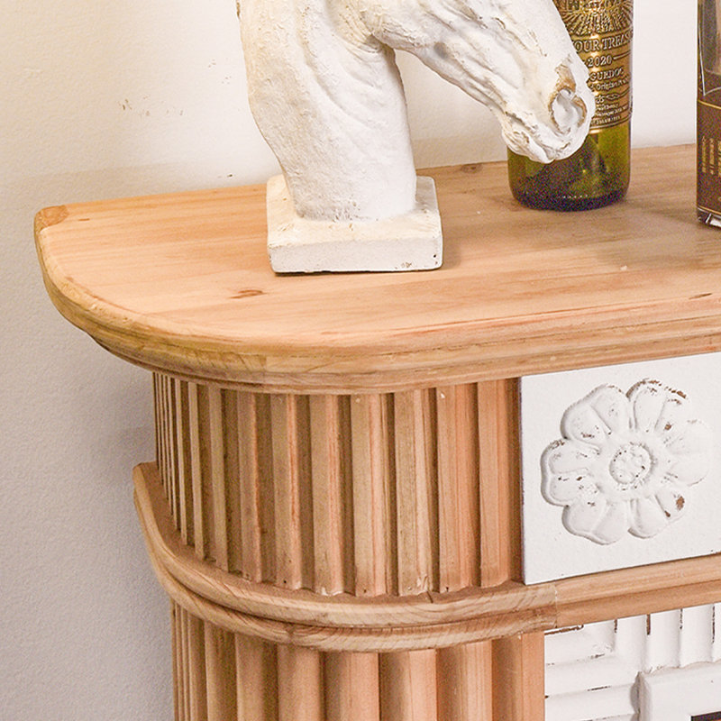 Burlywood + White Solid Wood Freestanding Fireplace