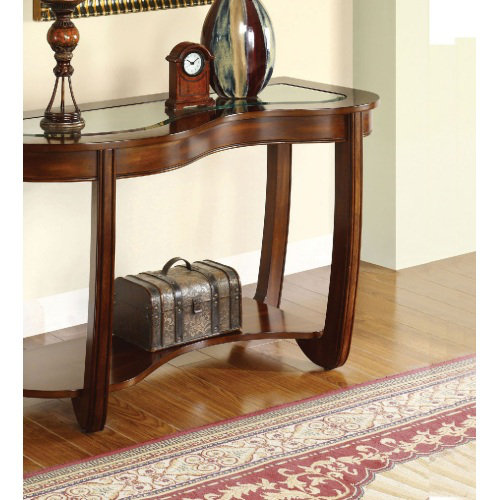Sofa Table Open Bottom Shelf Glass Insert Top Cocktail Table