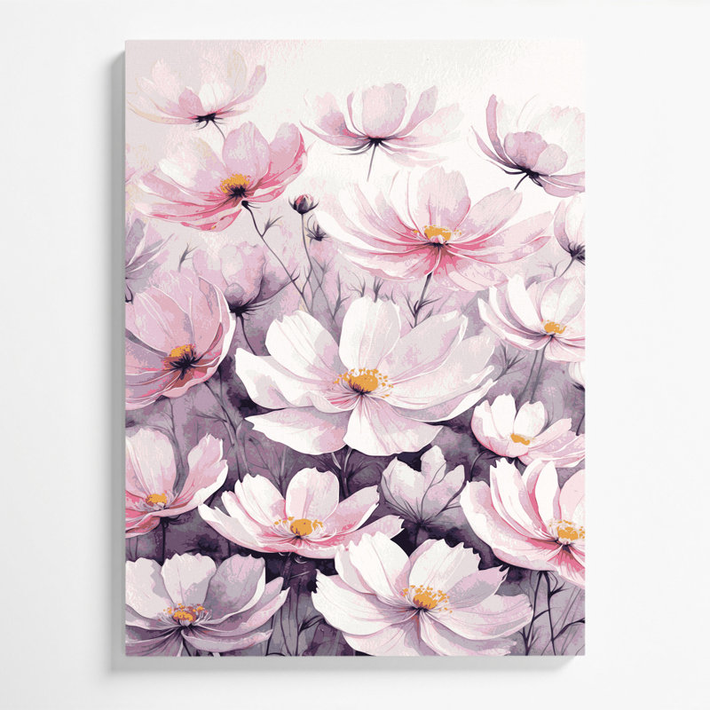 "Watercolor Botanical 20", art mural sur toile grise, H 16 po x l 20 po