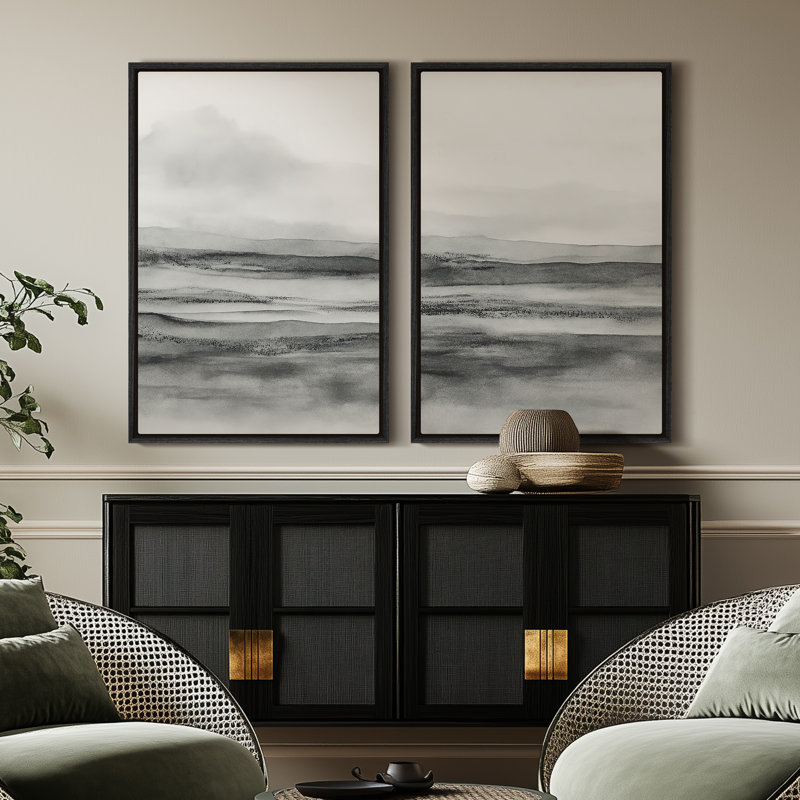 Framed Canvas Wall Art, Vintage Abstract Wall Canvas Prints, Black, 36" H x 24" W