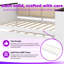 Lit de jour simple en bois avec tablettes de rangement gigogne et dossier rembourré USB