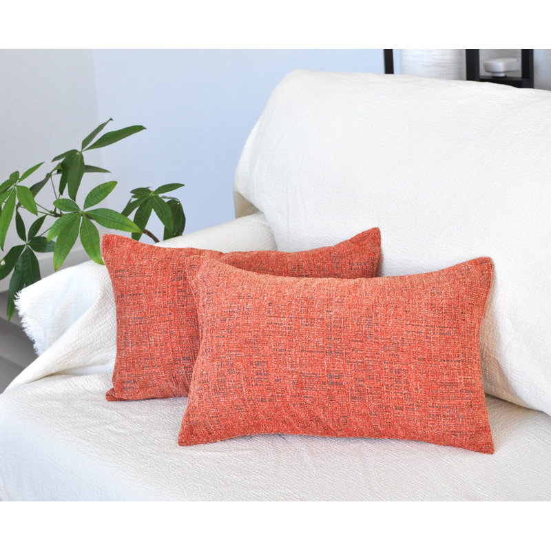 Housses de coussin lombaire 12 x 20 pouces (ensemble de 2) taies d'oreiller moelleuses en velours, Orange