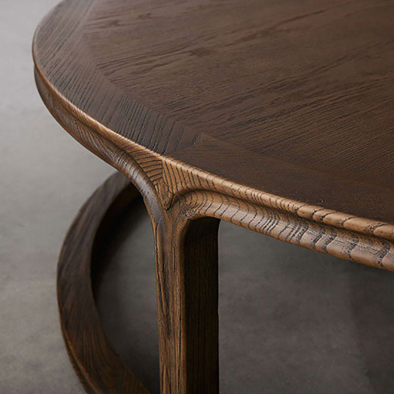 Round coffee table, Dark Brown Wood, 15.7" H x 53.9" L x 53.9" W