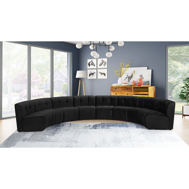 Jedson Velvet Sectional Symmetrical, Black Velvet