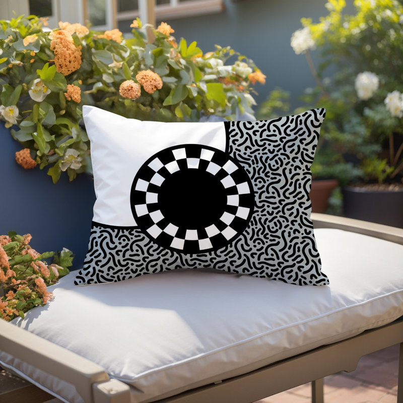 Coussin lombaire réversible Vibra Abstract, Rectangle H 18 po x l 25 po, Gris