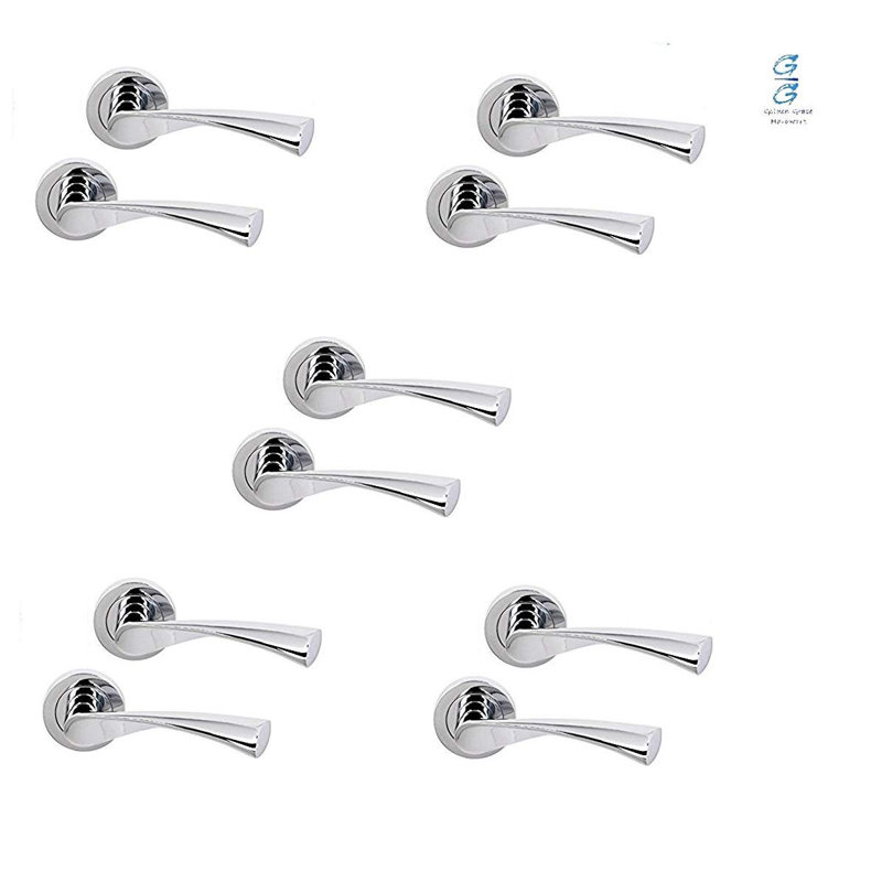 5 Pairs Astrid Twist Design Door Handles on Round Rose, Not Lockable