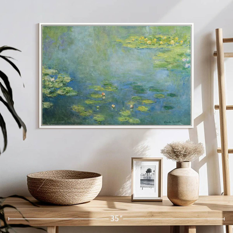 Nymphéas III, 25 po x 17 po, Cadre flottant blanc