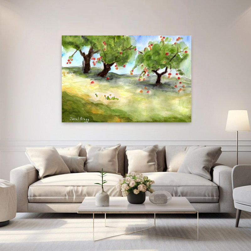 Contemporary Art Abstract Contemporary Fruit Landscape Wall Art by Janel Bragg - Wrapped Canvas Print