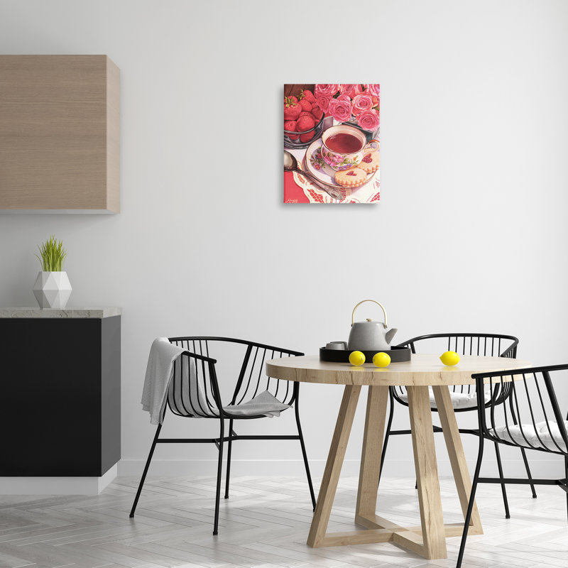 «Valentine's Day Tea», art mural sur toile par Mardell Schuster, H 20 po x l 16 po