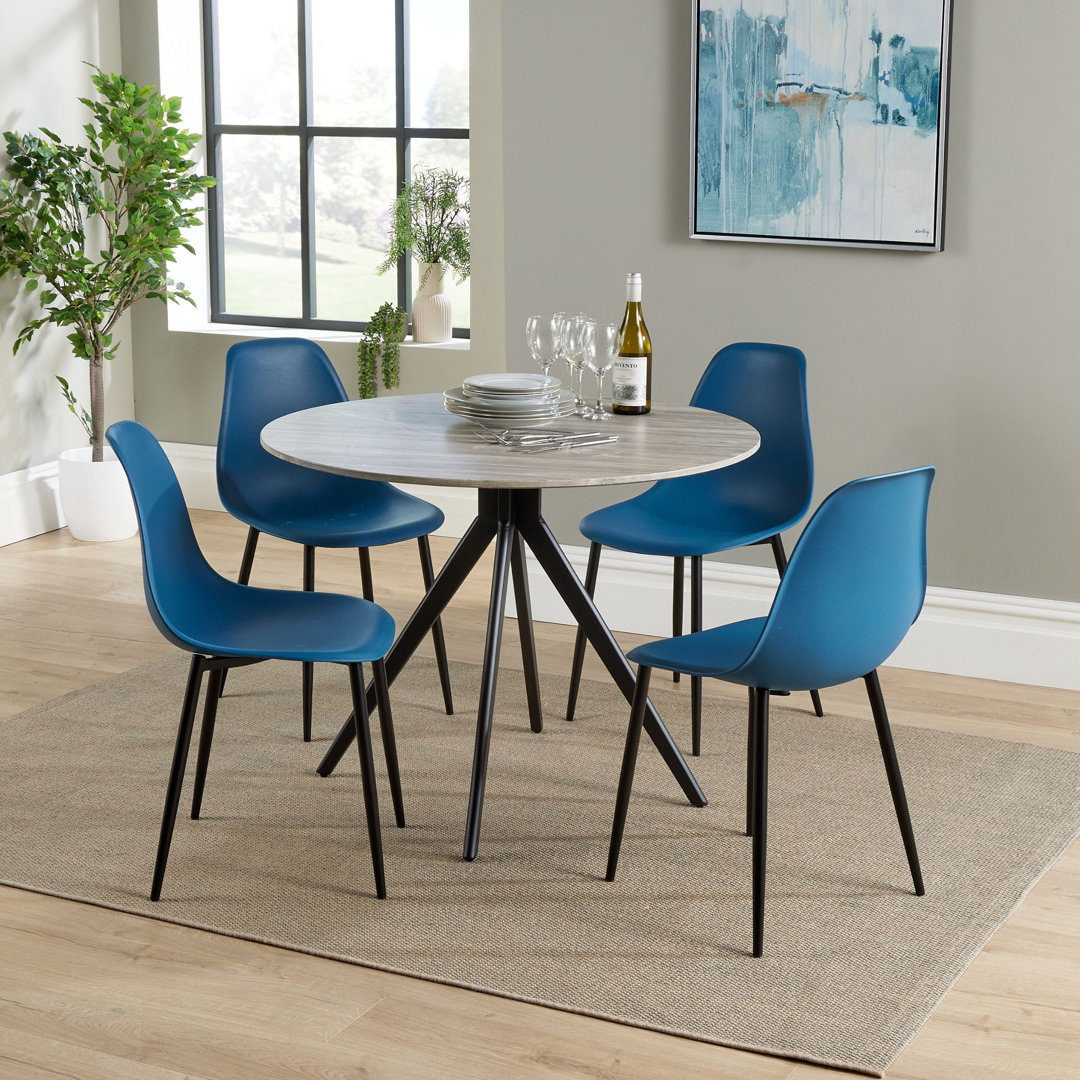 Aspen 5-Piece Casual Dining Set - Spacious Round Table & 4 Curved Plastic Chairs