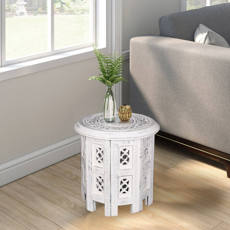 Abbeyville Frame End Table, White, 30cm H x 30cm W x 30cm D