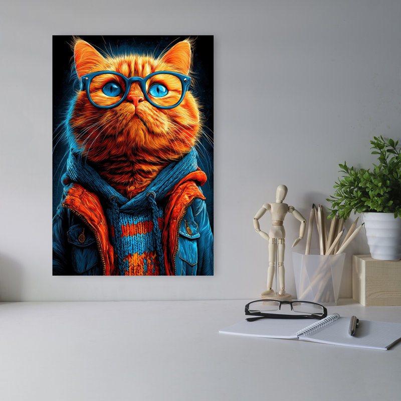 Chat orange élégant, H 18 po x l 12 po