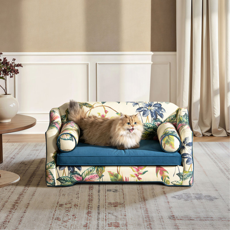 Canapé-lit pour chien Paloma 35,5 po, Motif floral bleu
