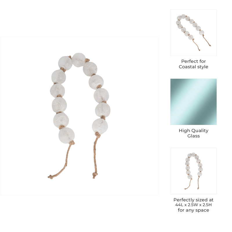 Modern Glass Beads with Woven Jute Cord - Handcrafted Single Decorative Accent with Contemporary Style and Natural Texture for Versatile Display in Any Room or Shelf Decor