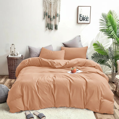 Plain Dyed Microfiber Duvet Cover Set with Pillowcases (3-Piece)