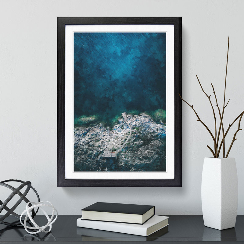 Uto Island in Sweden - Picture Frame Painting, 36cm H x 27cm W x 2cm D, Black Framed